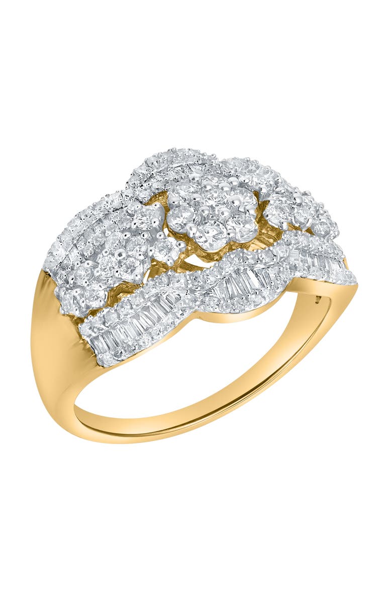 LuvMyJewelry Florea 1.10 Cts Natural Diamond Cluster 14K Gold Ring, Alternate, color, 14K Yellow Gold