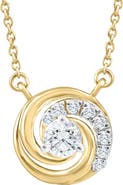 Bliss Diamond 1/4Ct TW Round Diamond Circle Halo Pendant Gold Lab Grown Necklace