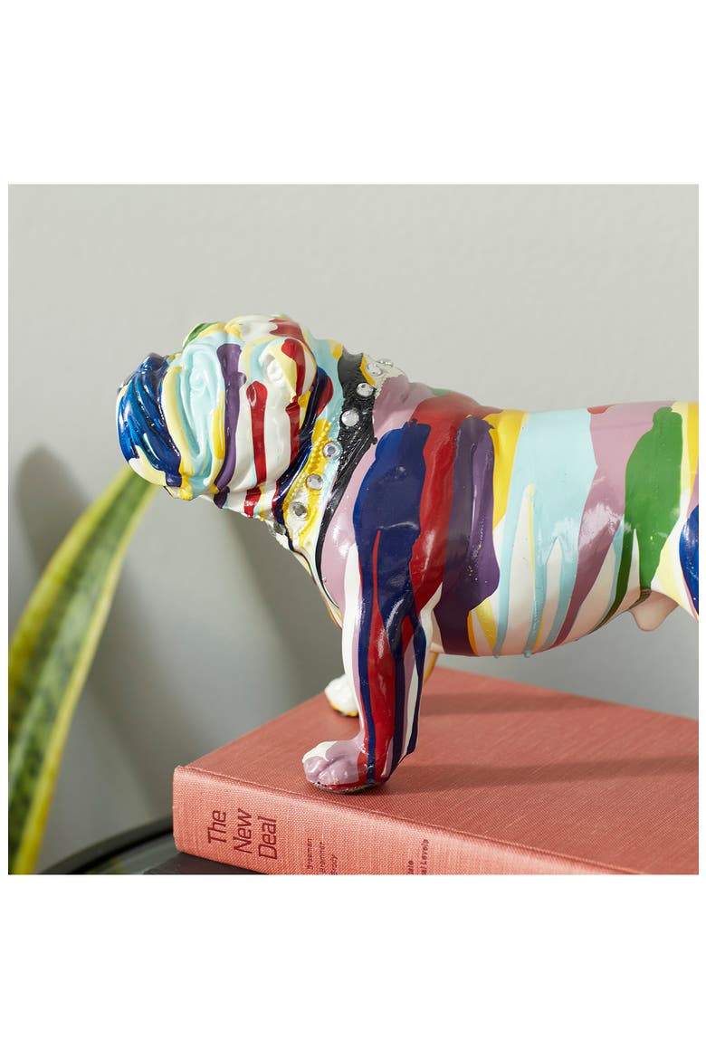 Multicolored Polystone Graffiti Bulldog Sculpture, Alternate, color, MULTI