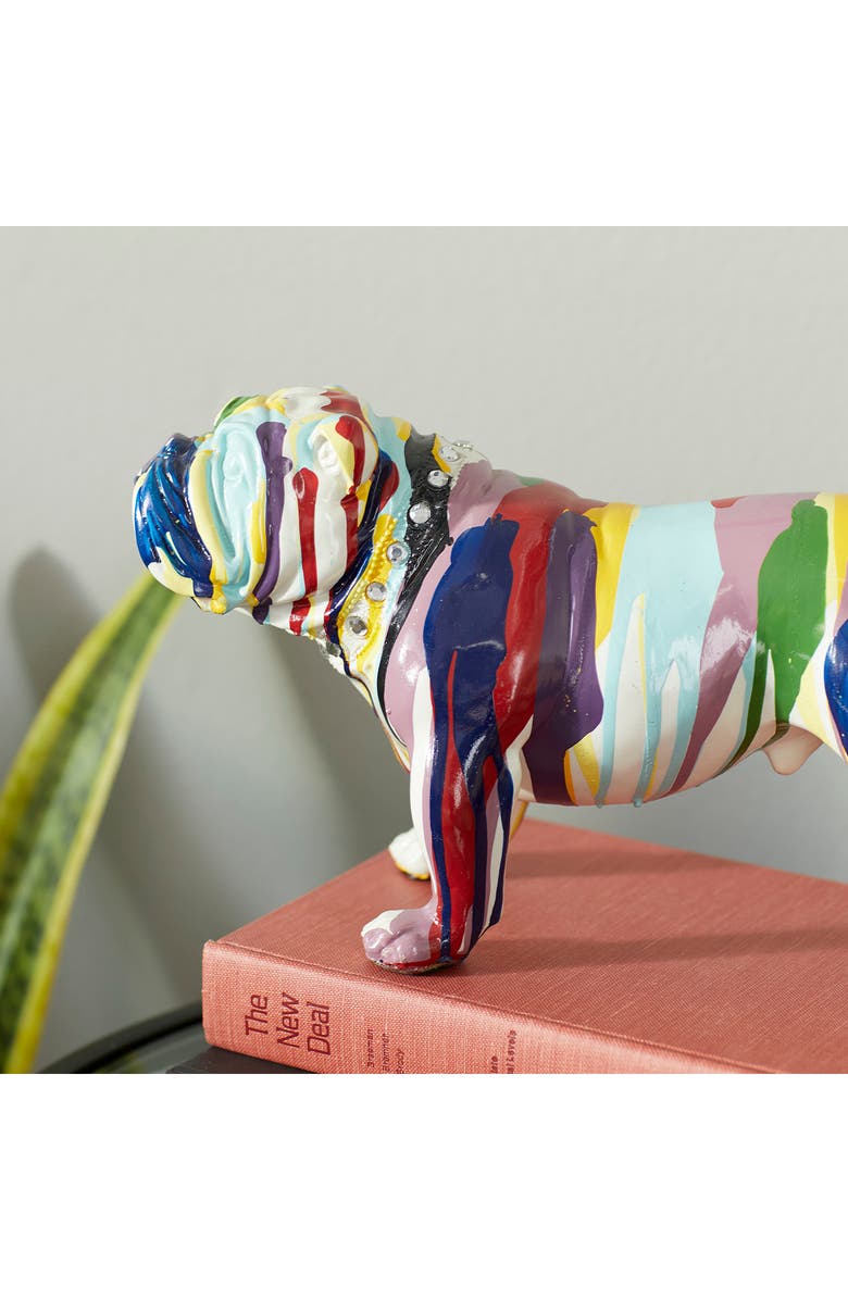 Novogratz Multicolored Polystone Graffiti Bulldog Sculpture, Alternate, color,