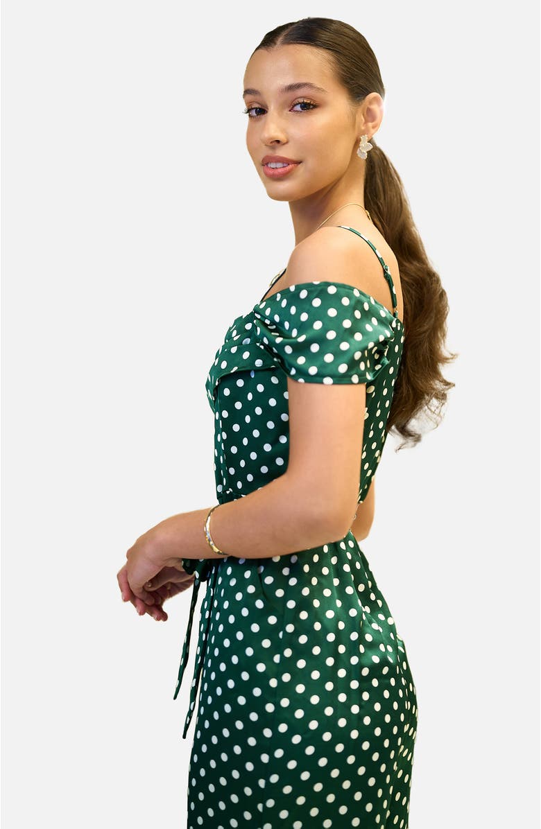 Yumi Spot Bardot Jumpsuit, Alternate, color, Green