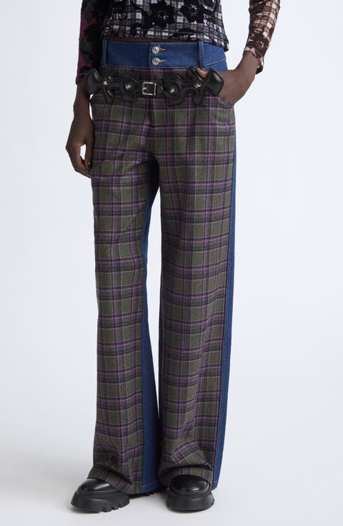 Missish Tartan Straight Leg Jeans