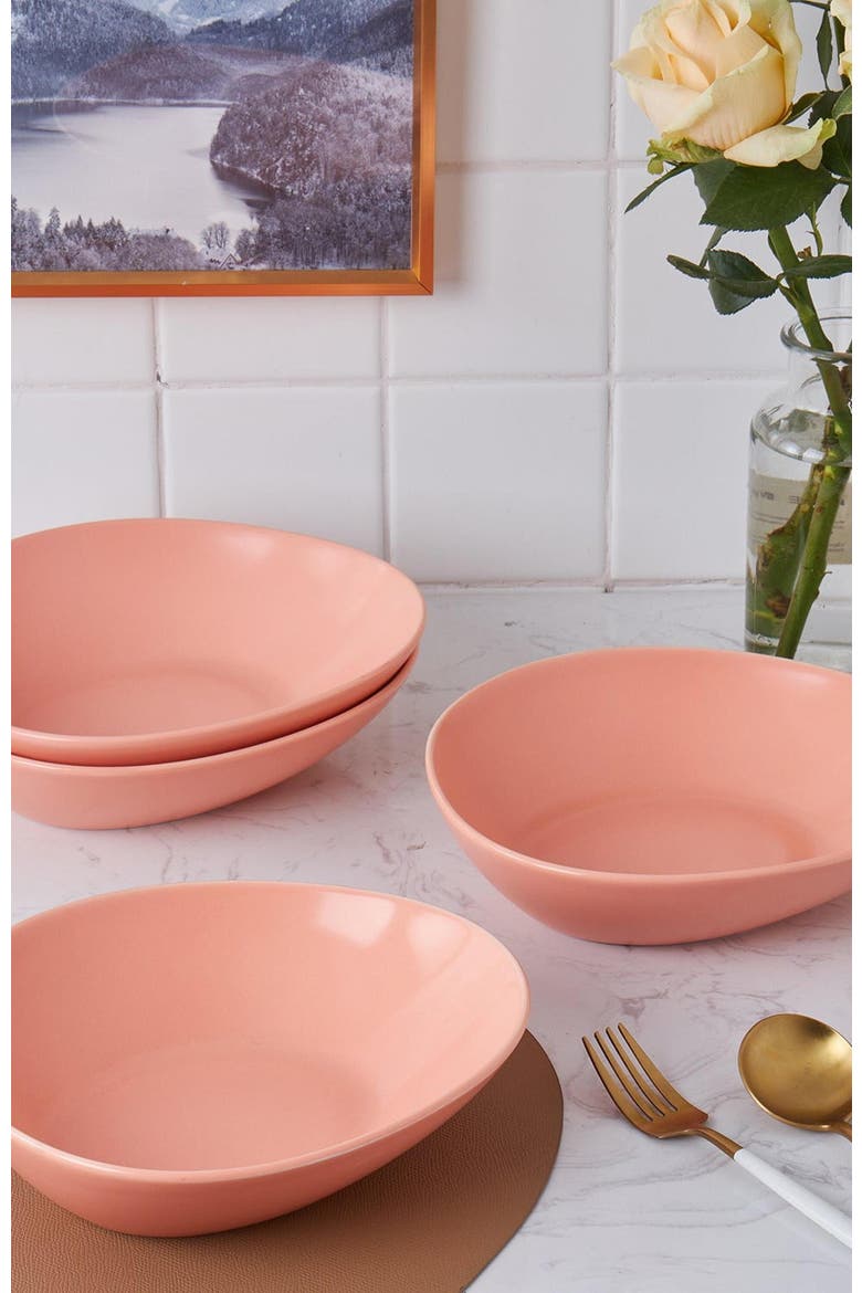 Delilah Porcelain 6-Piece Pasta Bowl Set, Alternate, color, Terracotta