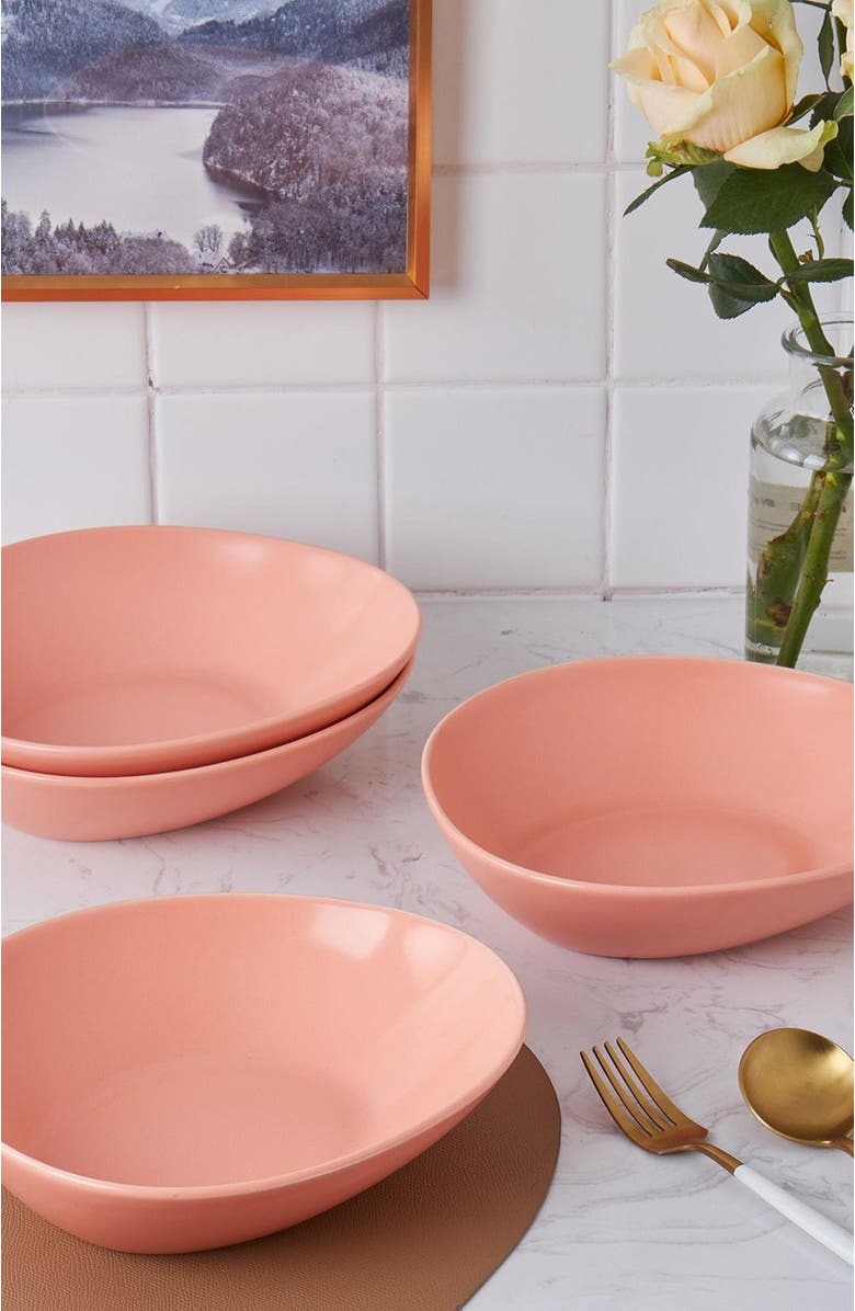Stone Lain Delilah Porcelain 6-Piece Pasta Bowl Set, Alternate, color, Terracotta