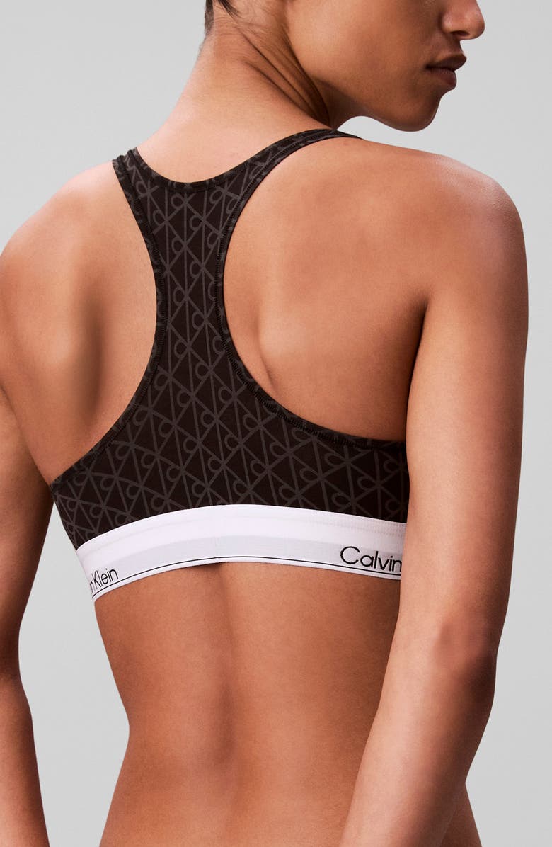 Calvin Klein Lightly Lined Racerback Bralette, Alternate, color, Black Seamless
