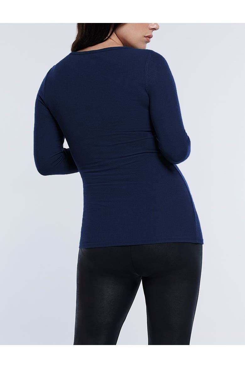 Square Neck Rib Knit Long Sleeve Tee, Alternate, color, Peacoat