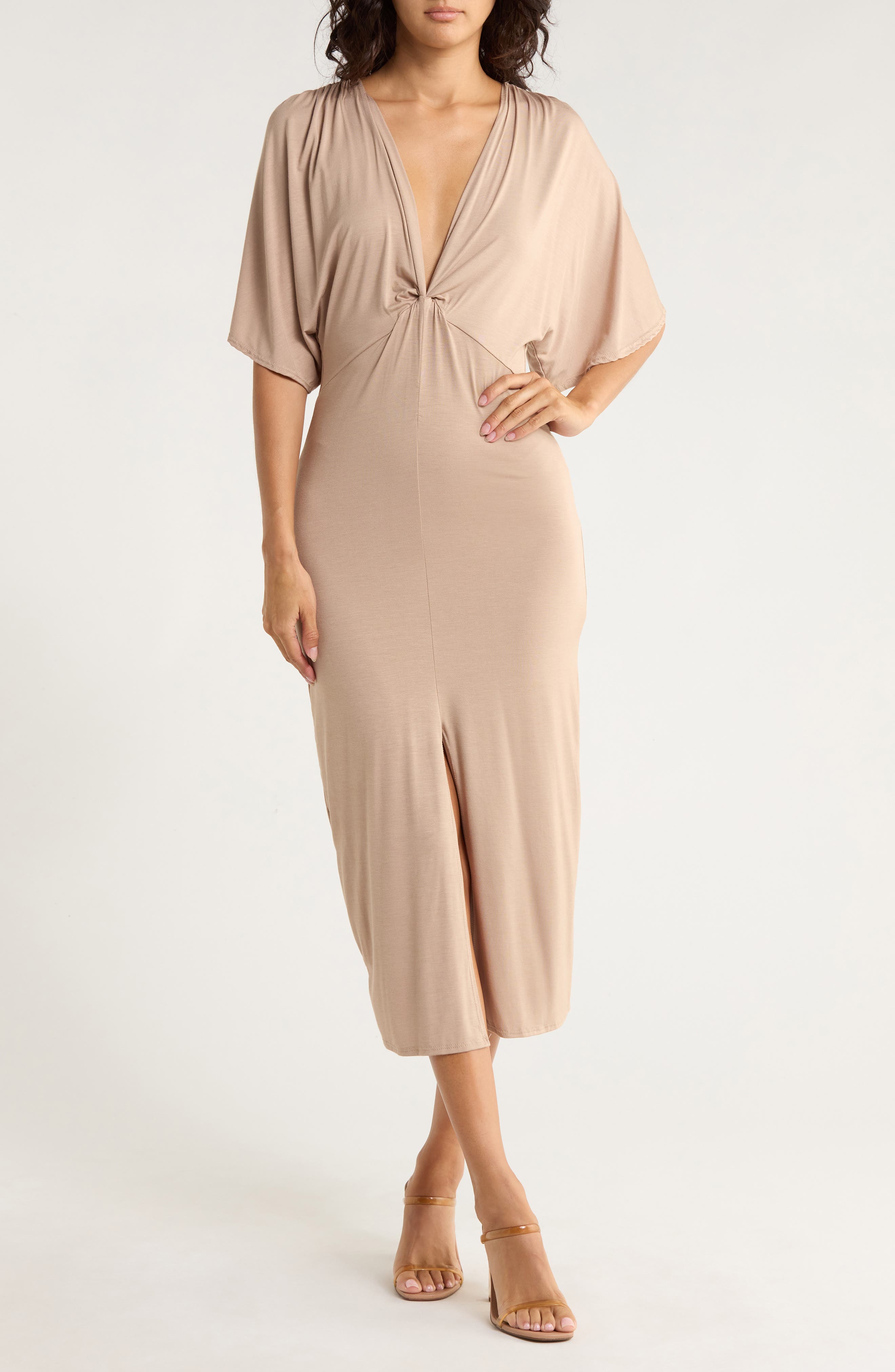 GO COUTURE Flutter Sleeve Midi Dress