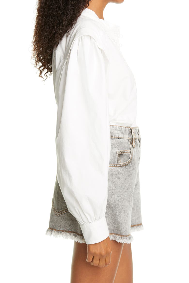 Okina Balloon Sleeve Cotton Blouse, Alternate, color, WHITE