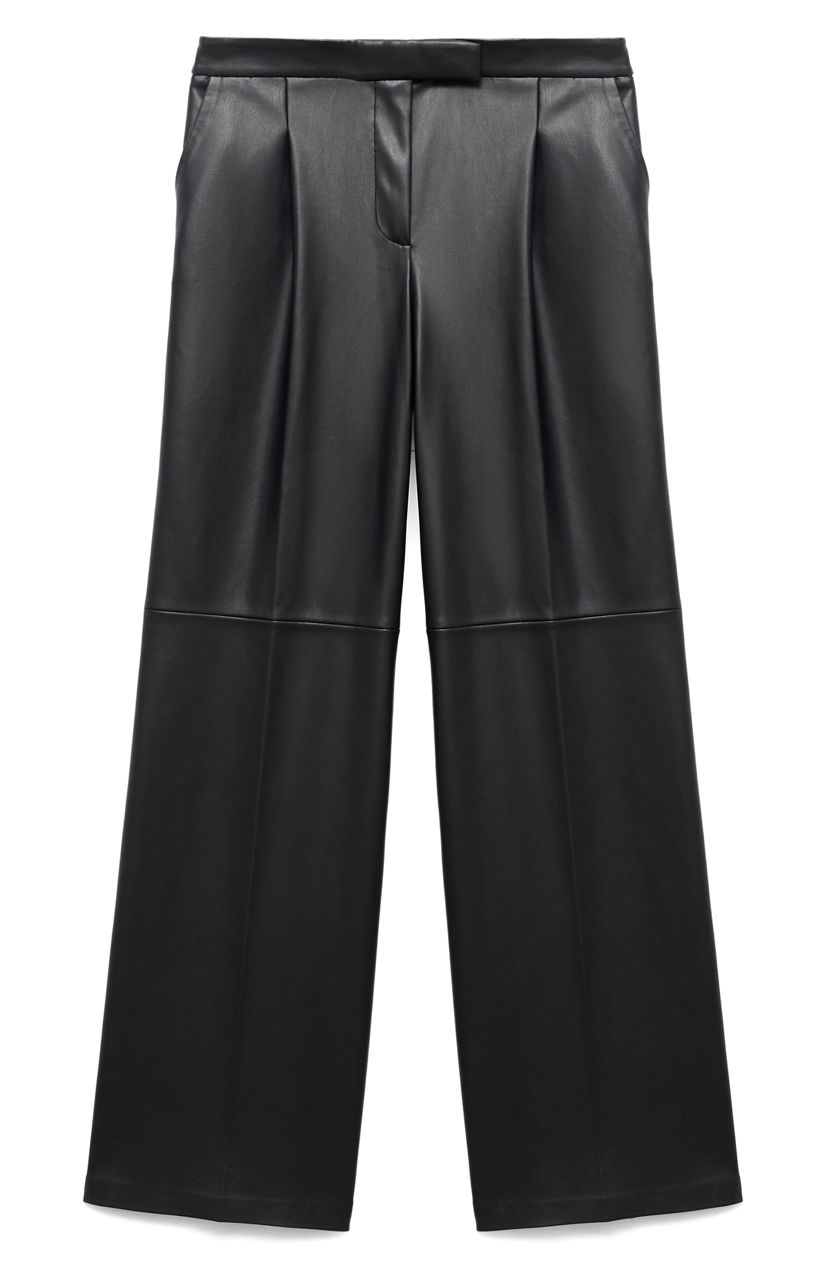 MANGO Wide Leg Faux Leather Pants