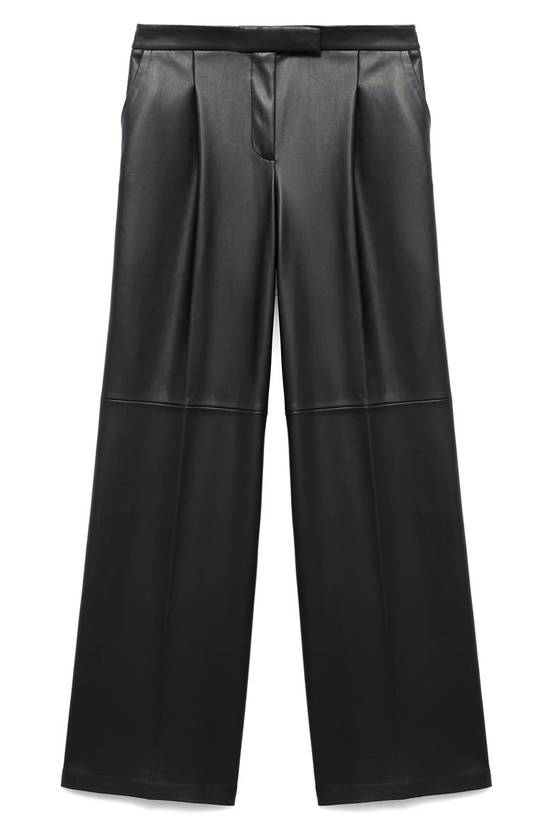 Wide Leg Faux Leather Pants, Main, color, BLACK