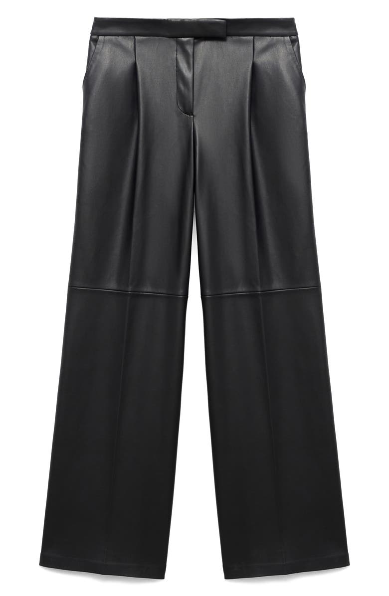 MANGO Wide Leg Faux Leather Pants, Main, color, Black