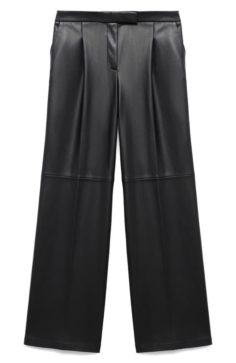 Wide Leg Faux Leather Pants