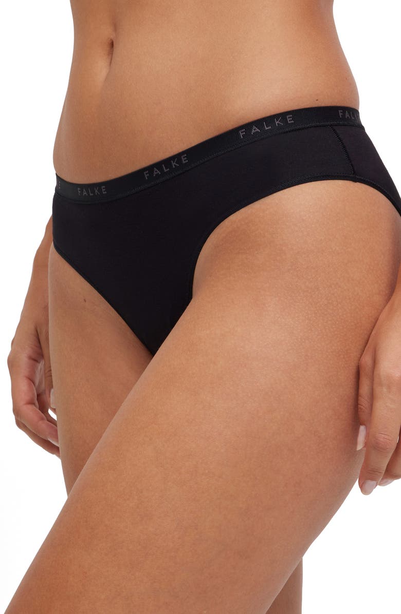 Falke Daily Comfort 2-Pack Stretch Cotton Bikini Briefs, Alternate, color, Black