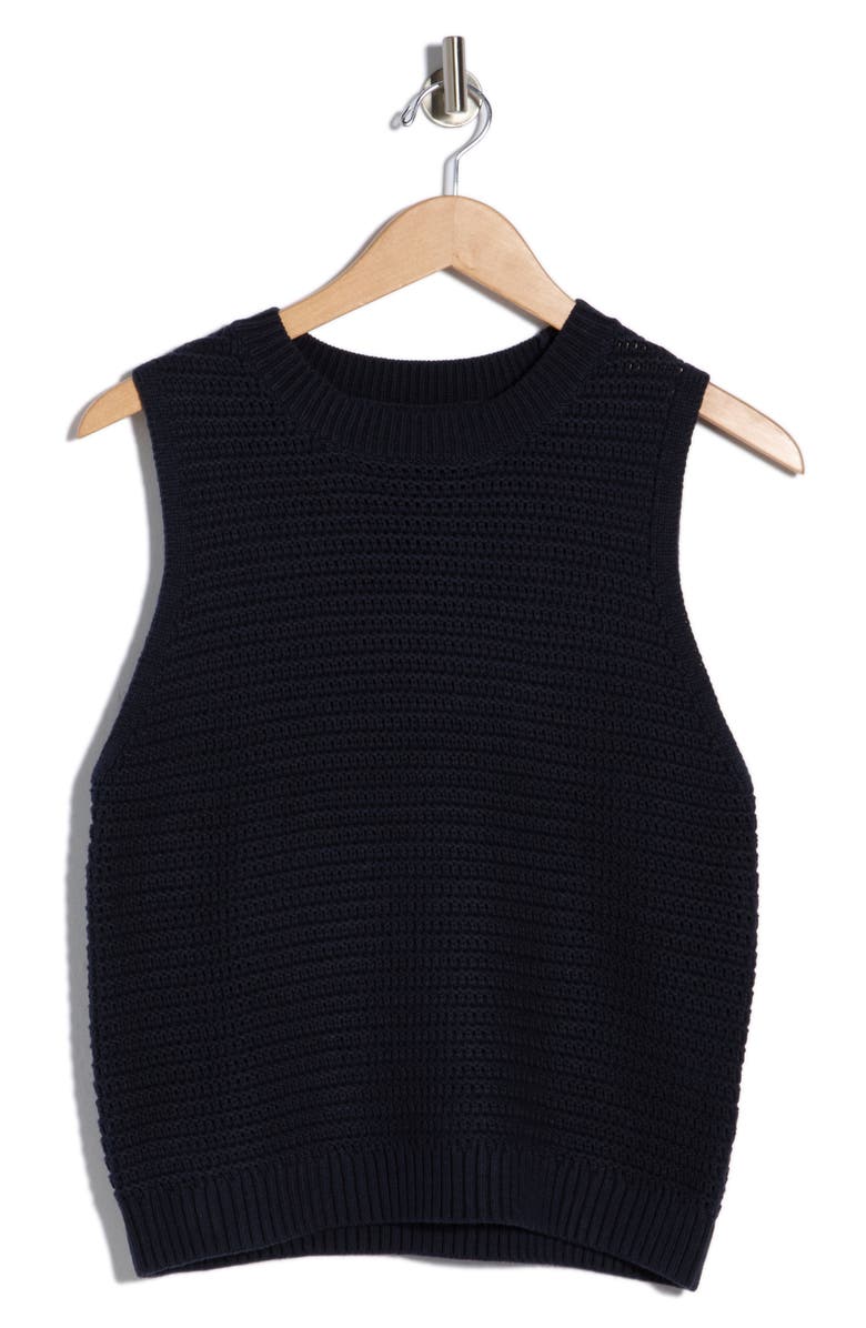 French Connection Manda Open Knit Sweater Vest, Alternate, color, Marine