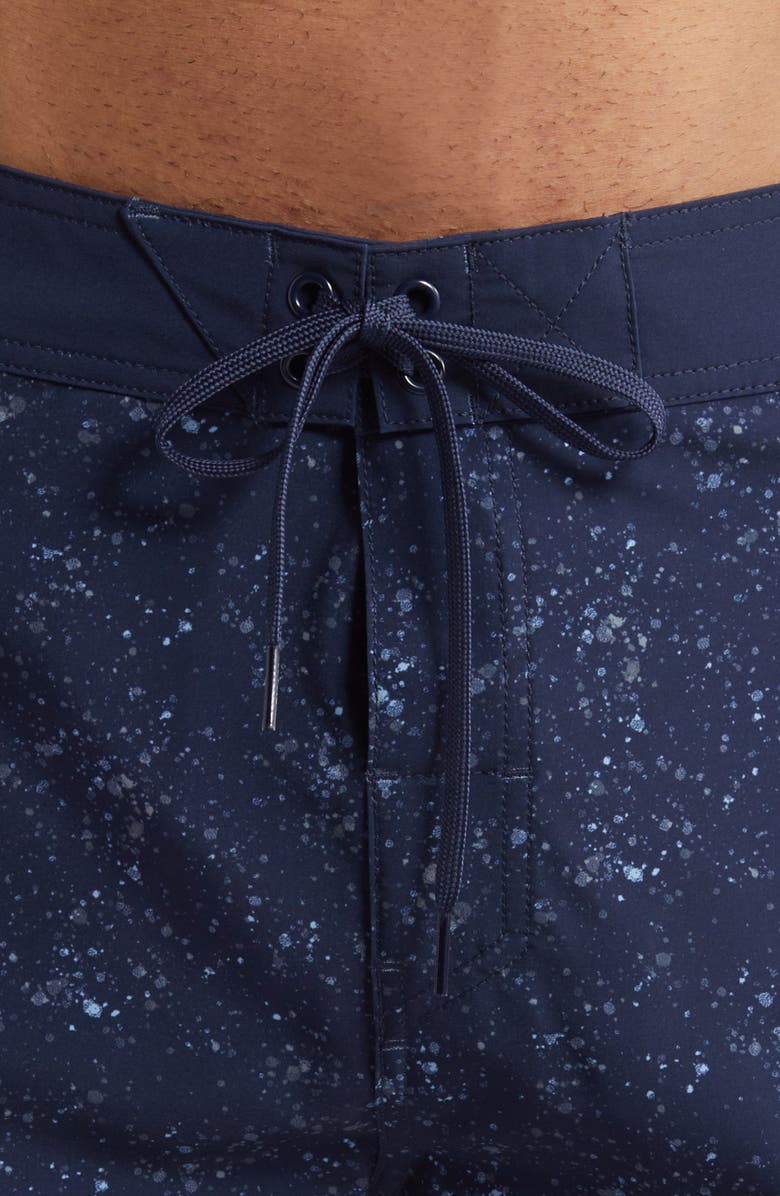 TravisMathew Mahalo Plenty Spatter Print Board Shorts, Alternate, color, Total Eclipse