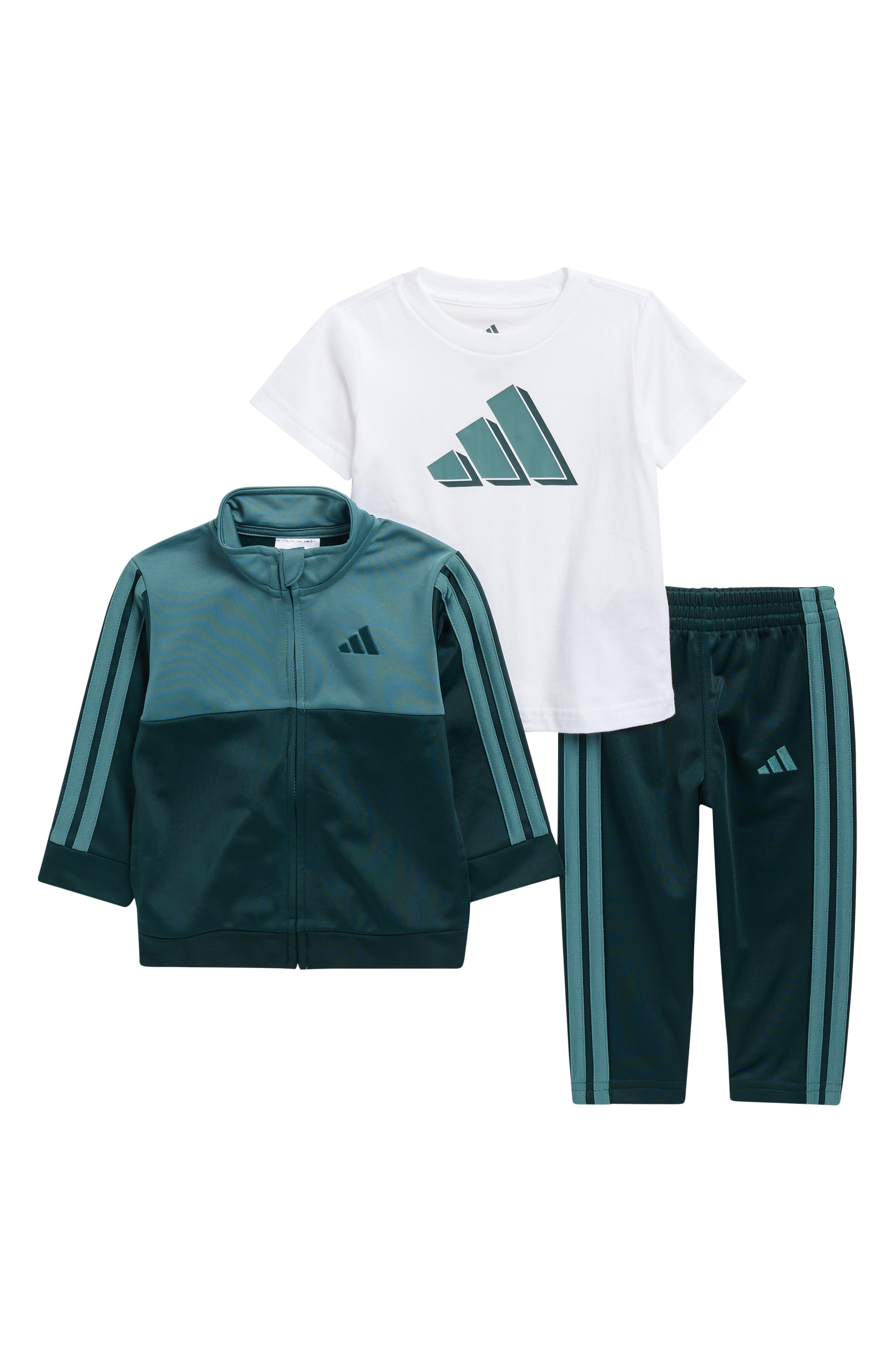 adidas Logo T-Shirt, Tricot Jacket & Pants Set