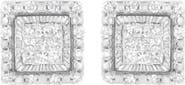 Haus of Brilliance 10K White Gold 1/2 Ct Invisible Princess Square Stud Earring
