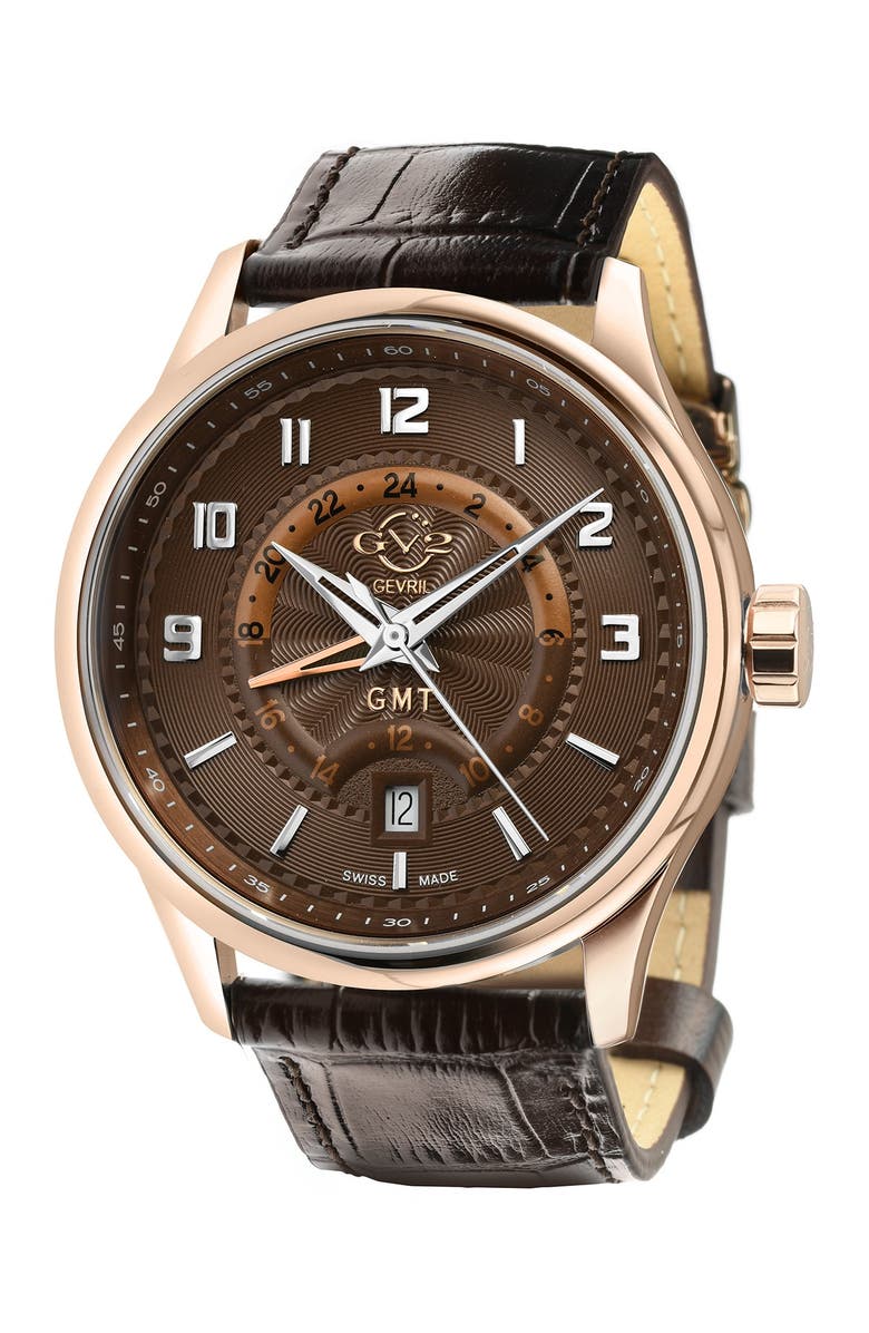 GV2 Men's Giromondo Brown Dial Brown Calfskin Leather Watch,, Main, color, Brown