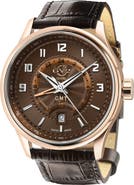 GV2 Men's Giromondo Brown Dial Brown Calfskin Leather Watch,