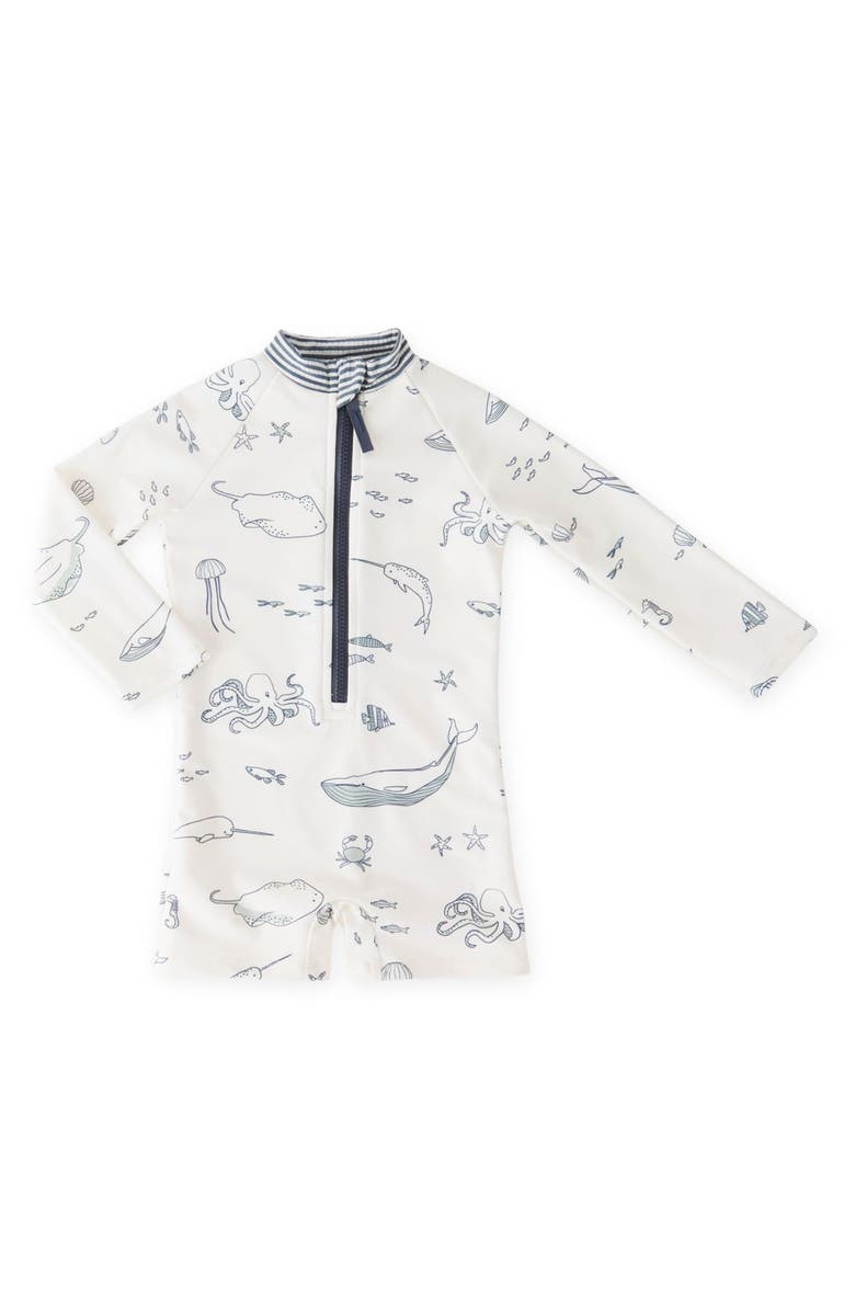 Pehr Kids' Long Sleeve One-Piece Rashguard Swimsuit, Main, color, Life Aquatic