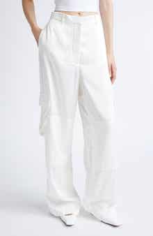 Satin Paneled Slouchy Cargo Pants