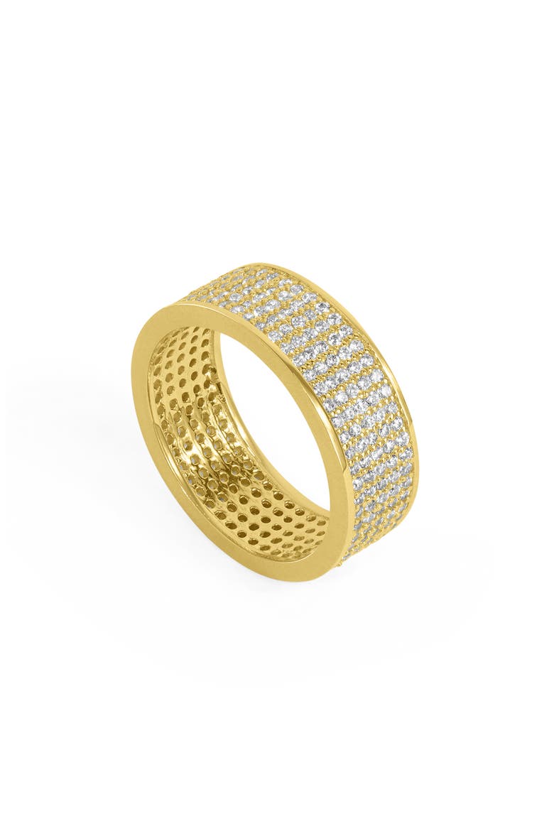 Petit Pavé Thick Stacking Ring, Alternate, color, WHITE TOPAZ/ GOLD