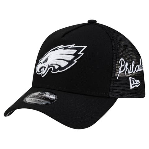 Men's New Era Black Philadelphia Eagles City Script 9FORTY A-Frame Adjustable Hat