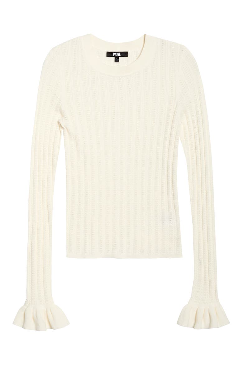 Ophelia Pointelle Stitch Organic Cotton & Silk Blend Sweater, Alternate, color, IVORY