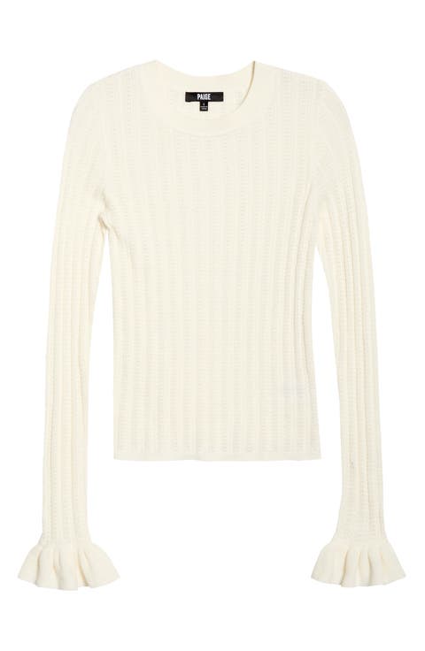 Ophelia Pointelle Stitch Organic Cotton & Silk Blend Sweater
