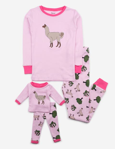 Girls Matching Doll Printed Cotton Pajamas, Animal & Seasonal Prints (Toddler, Little Kid & Big Kid)