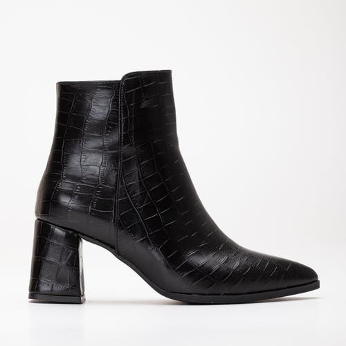 Forever & Always Shoes Lilith Croco Ankle Boots In Black Croco