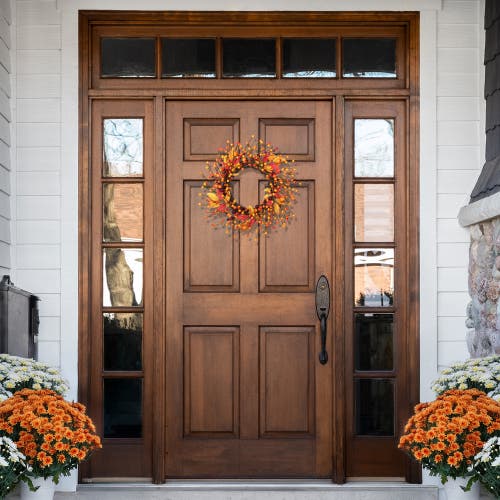 Northlight Berries And Apples With Foliage Twig Artificial Fall Harvest Wreath In Multi
