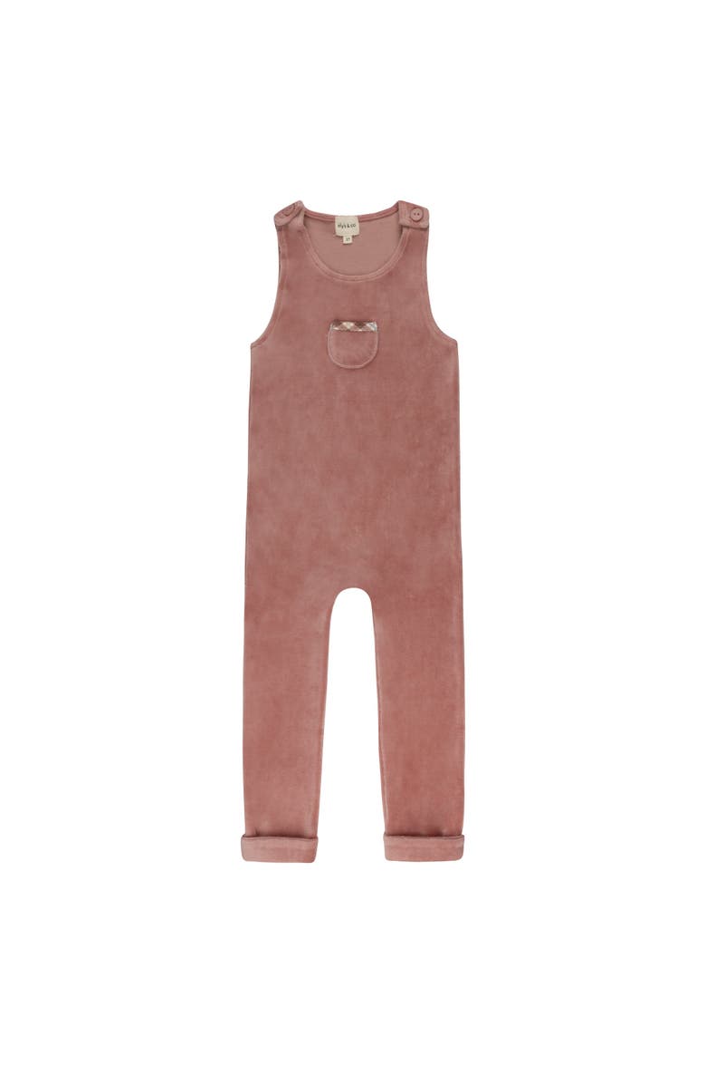 Ely
s 
Co. Velour Plaid Bear Collection - Overalls and Turtleneck, Alternate, color, Pink
