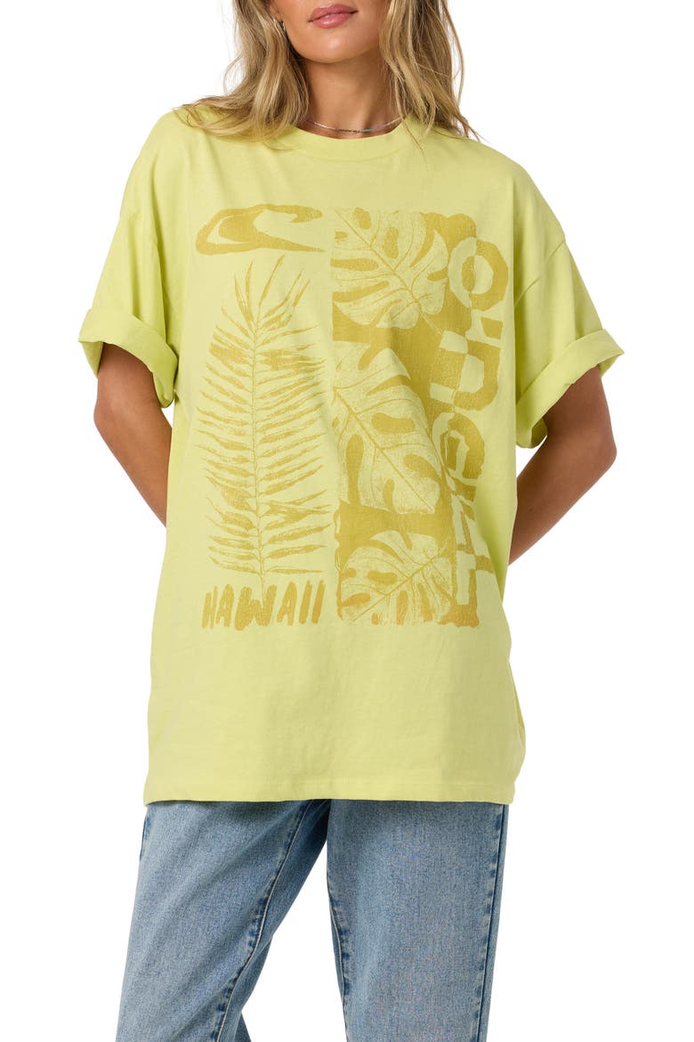 Monstera Hawaii Oversized Graphic Tee, Main, color, CELERY