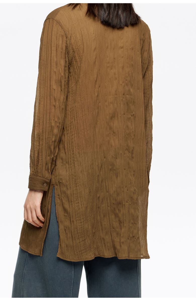 Bimba y Lola Pleated Shirt With Maxi Ties, Alternate, color, Brown
