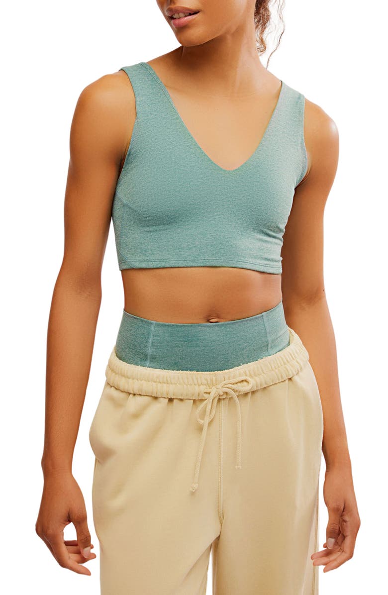 Free People FP Movement Never Better Heather Crop Top, Main, color, Midnight Jade Heathe