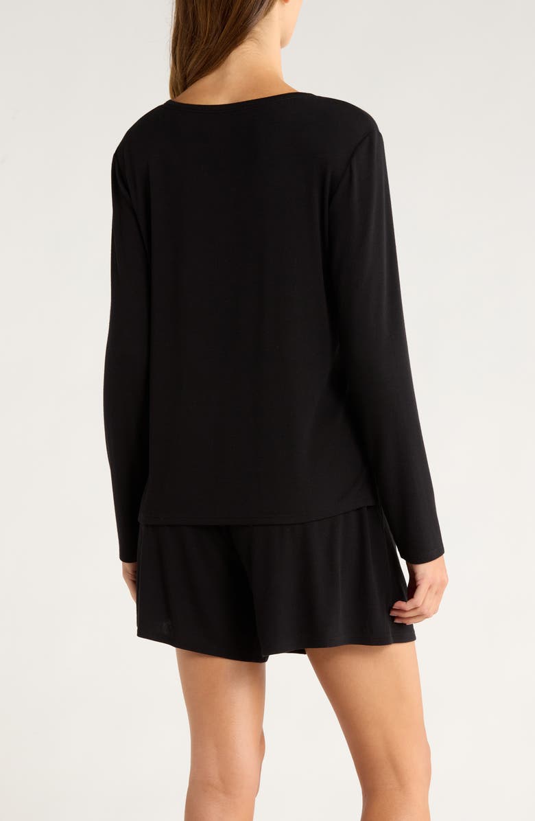 Nordstrom Moonlight Eco Rib Long Sleeve Shortie Pajamas, Alternate, color, Black