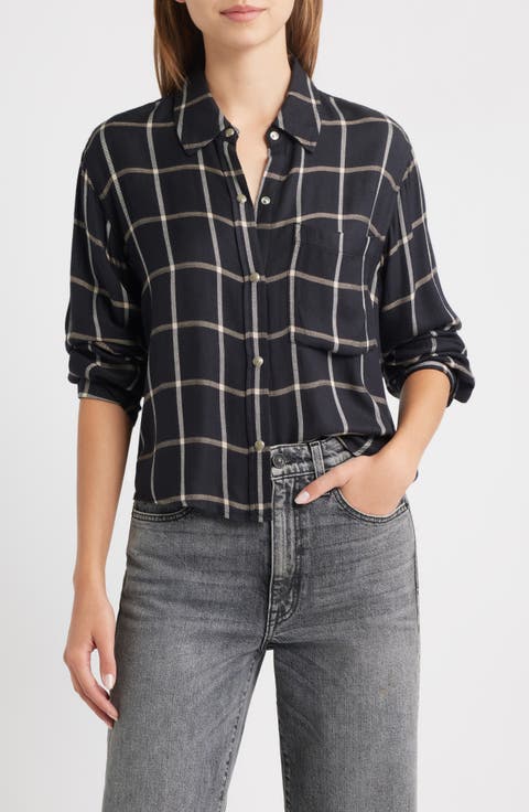 Malin Windowpane Plaid Snap-Up Shirt