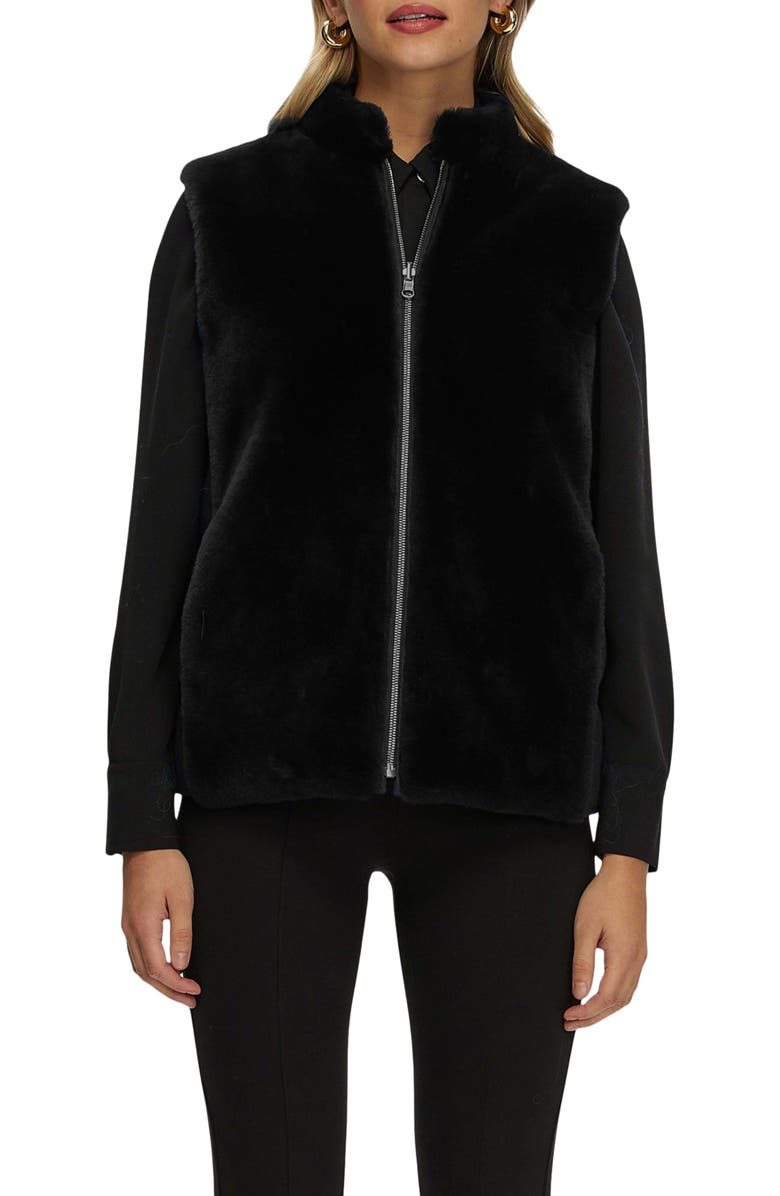 GORSKI Reversible Shearling Lamb Vest, Main, color, Black/Black
