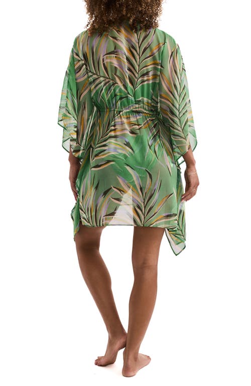 Mimi Flamingo Parker Print Long Sleeve Cover-up Minidress In Green