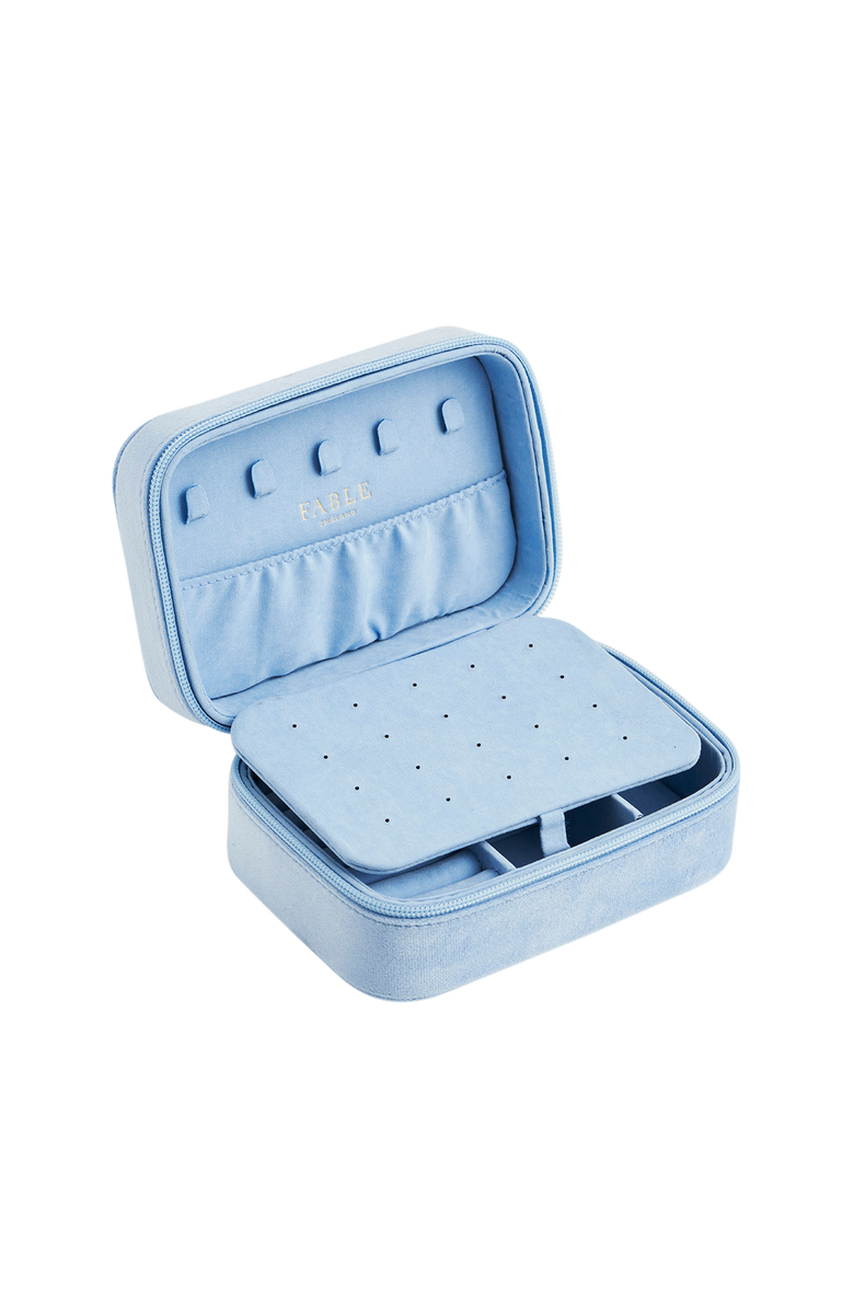 Fable England Forget Me Not Velvet Embroidered Large Jewellery Box, Alternate, color, Light/Pastel Blue