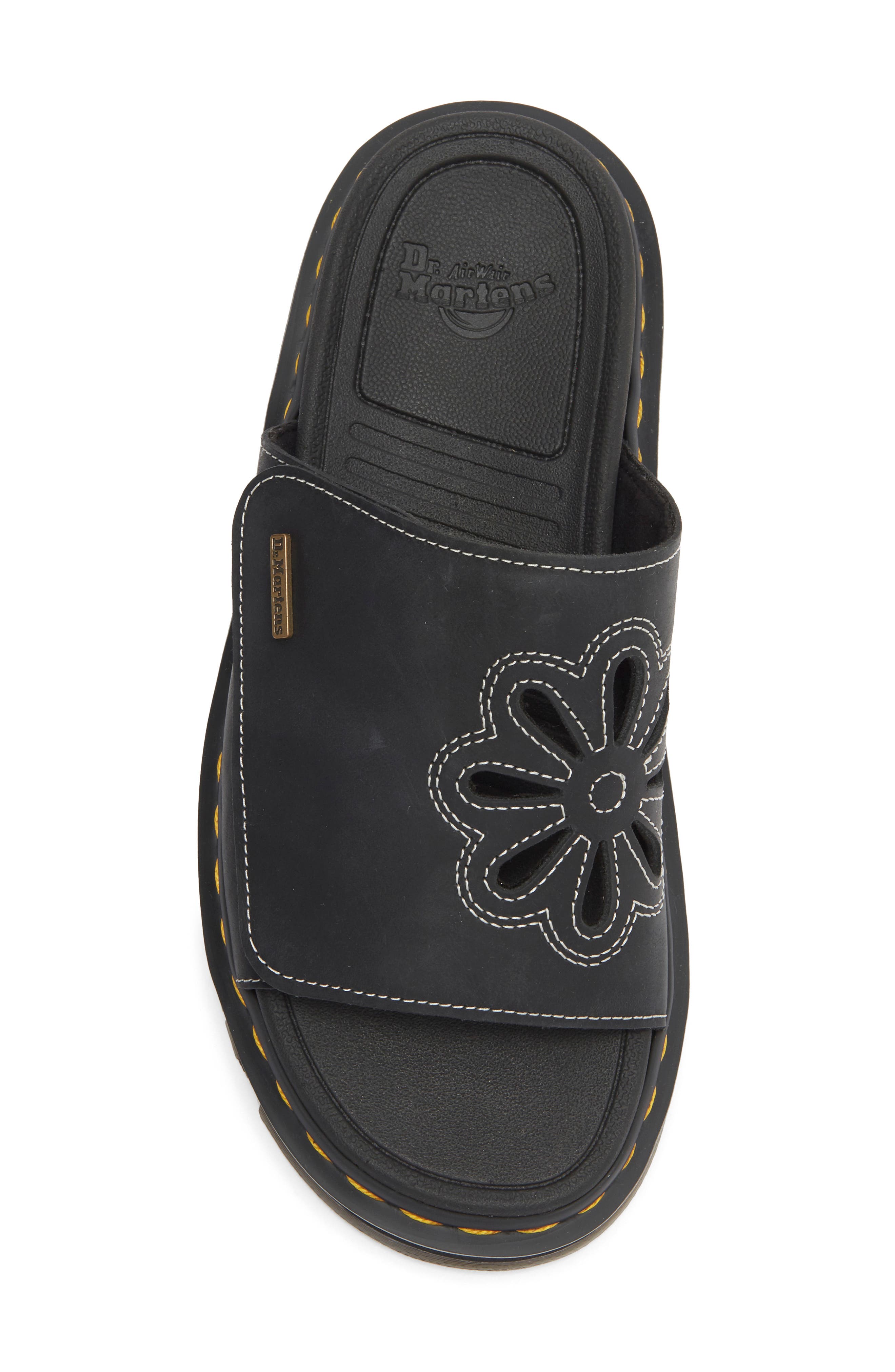 Dr. Martens ZebZag Flower Slide Sandal, Alternate, color, Black