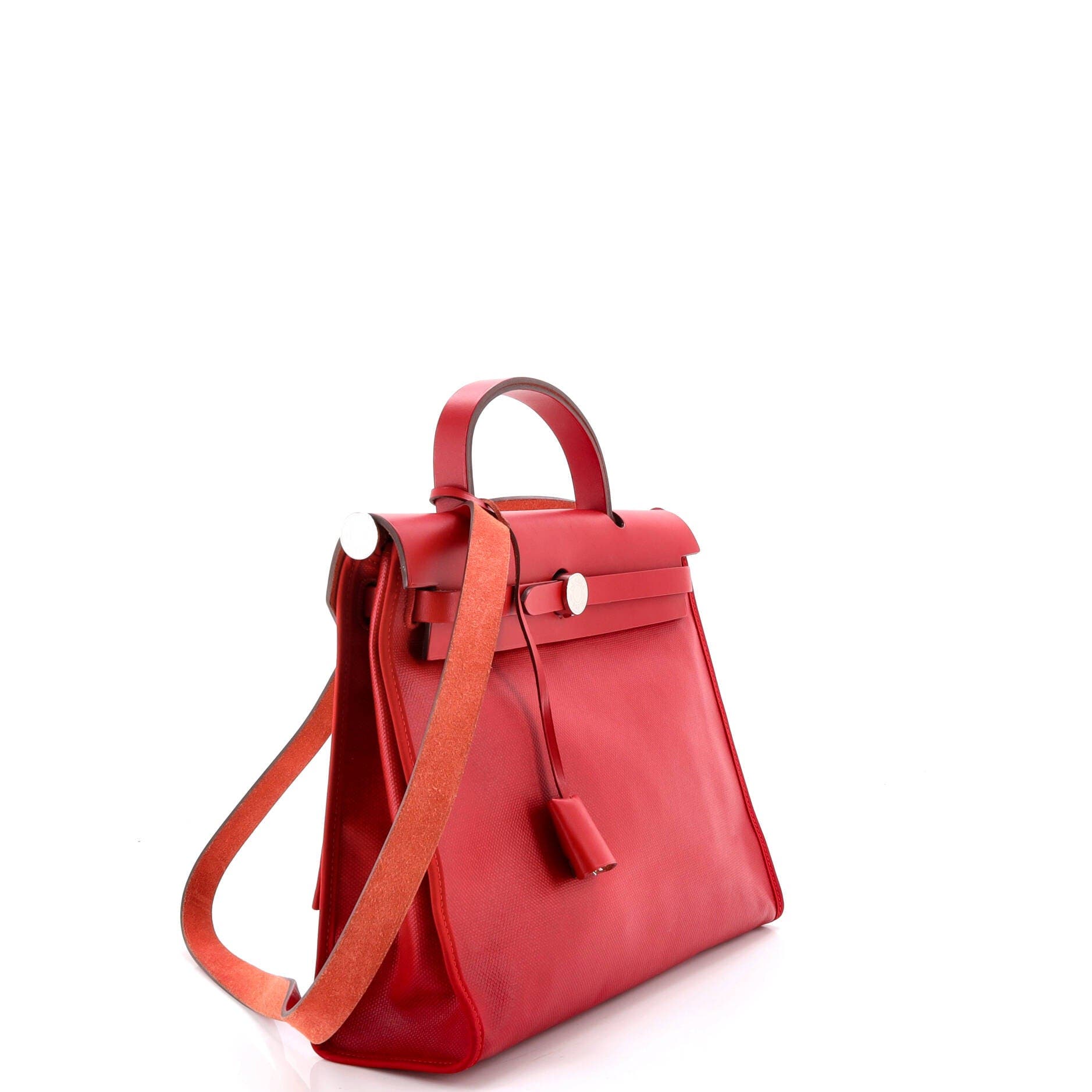 Pre-Owned Hermes Herbag Zip Berline Vache Canvas and Leather 31, Alternate, color, Rouge Piment