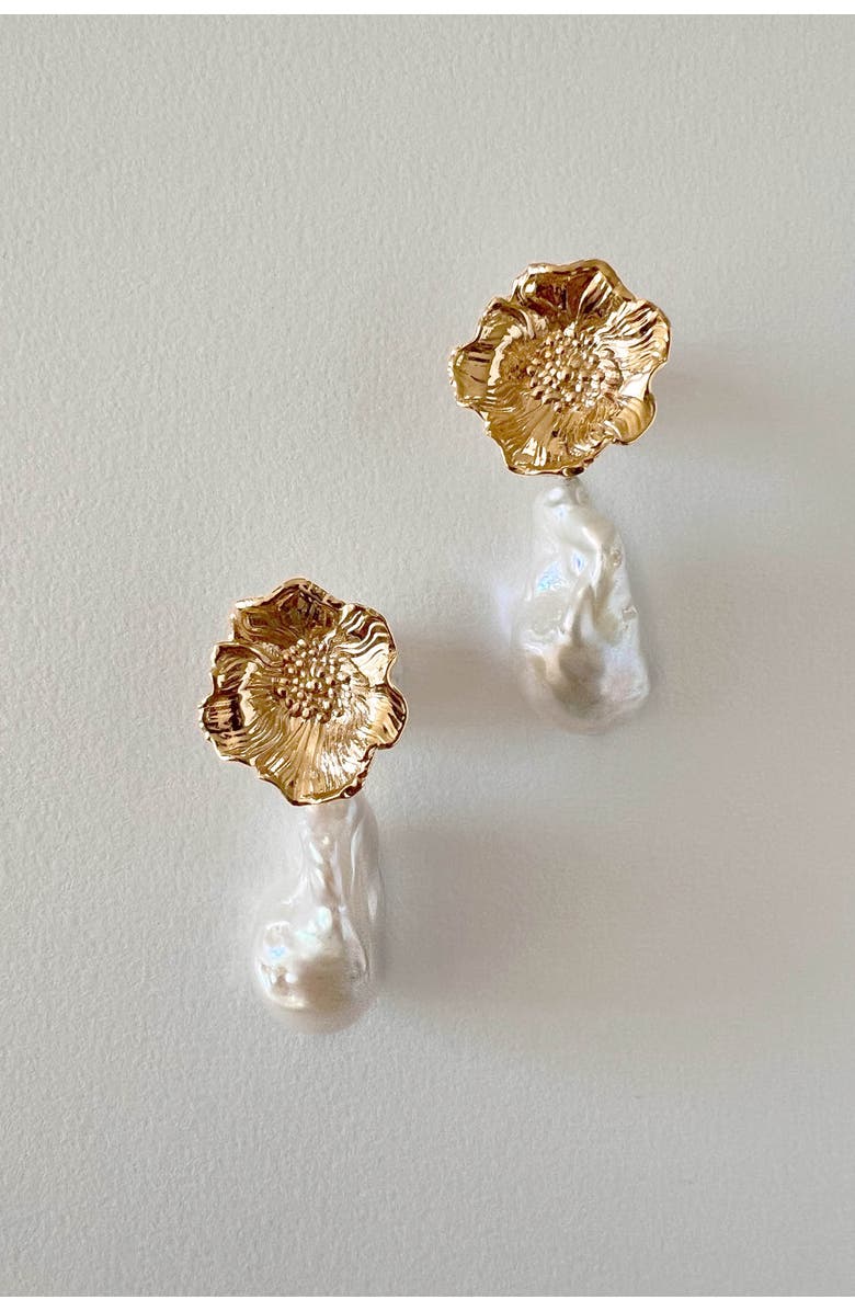Astor & Orion Poppy Baroque Pearl Drops, Alternate, color, Gold