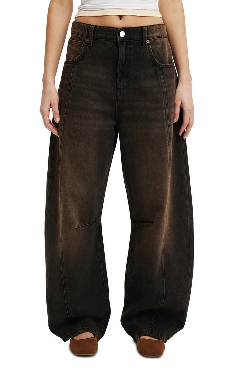 Cotton On Women's Barrel Jean, Main, color, Seam Dune Black
