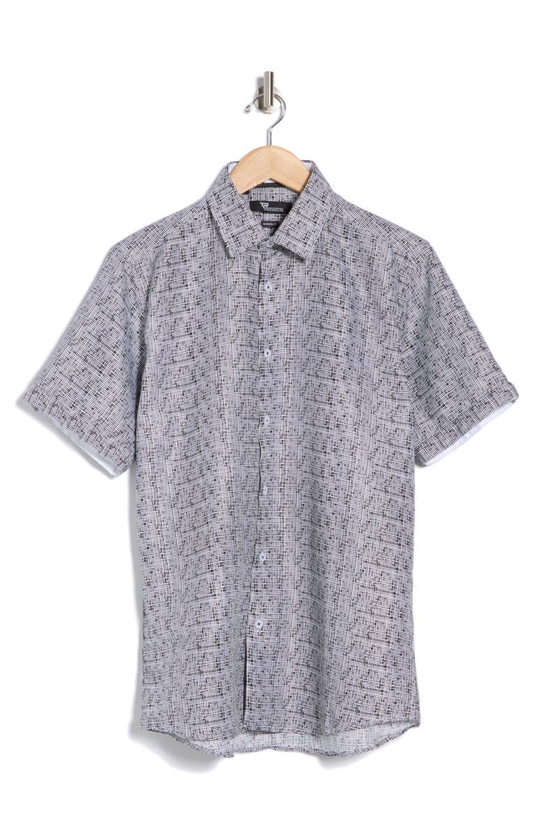 T.R. PREMIUM Geo Print Short Sleeve Button-Up Shirt, Alternate, color,