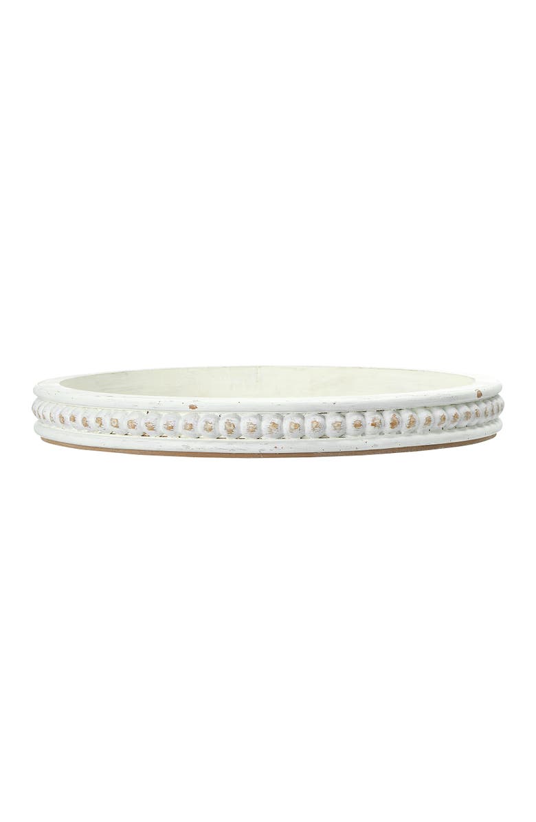 Storied Home Round Decorative Tray, Main, color, White