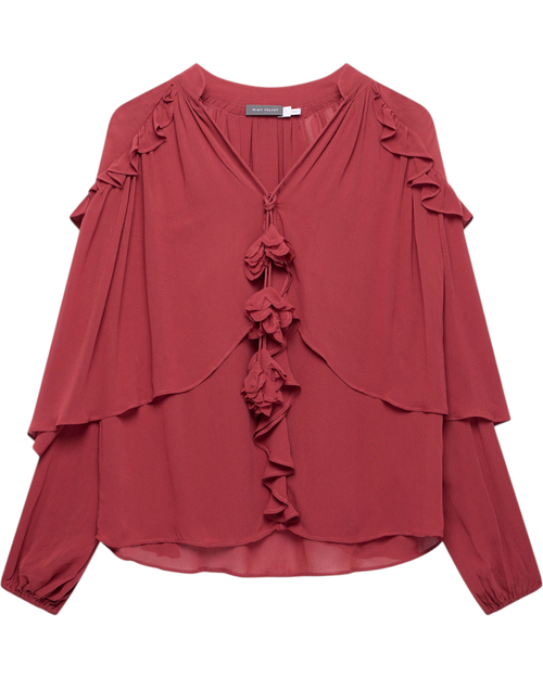 Mint Velvet Ruffle Layered Blouse In Pink