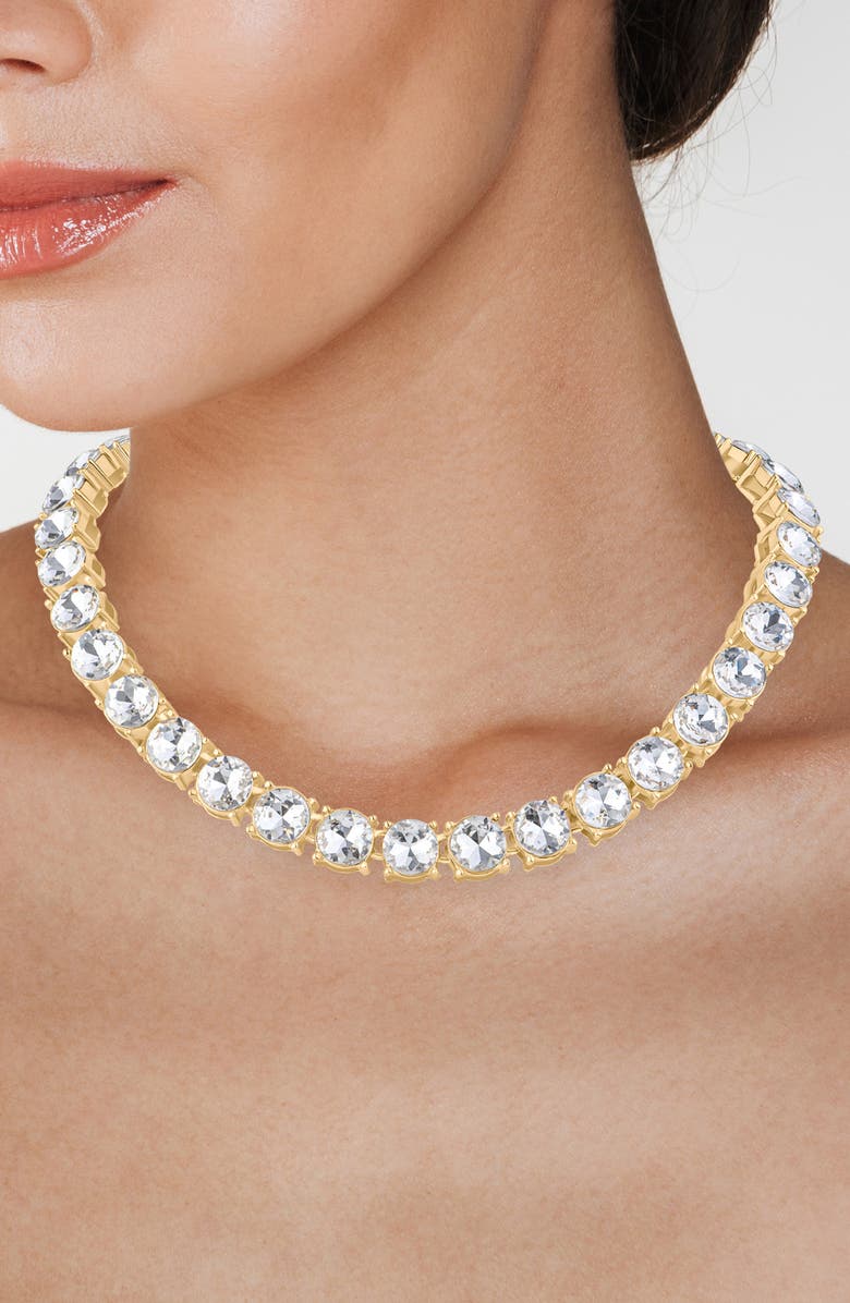 JARDIN Extra Large Glam Tennis Necklace, Alternate, color, Clear/ Gold