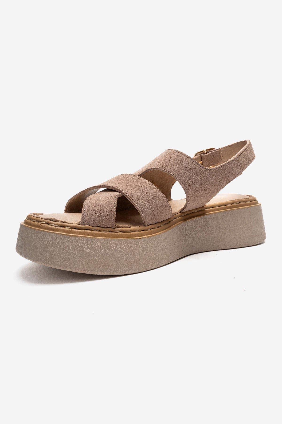 Vien Leather Platform Sandal, Alternate, color, Beige Suede